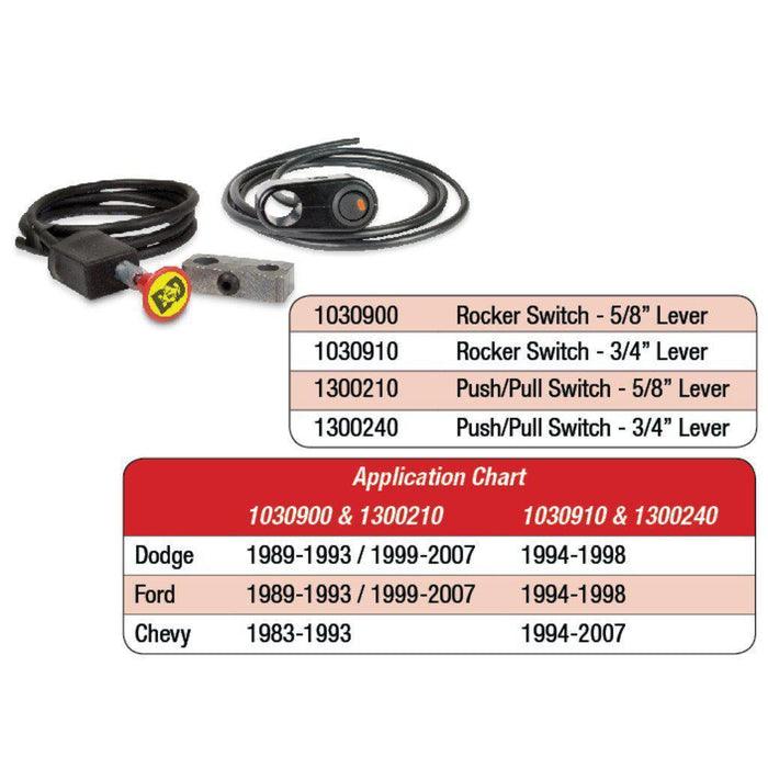 1999-2009 Cummins/Powerstroke Exhaust Brake Push/Pull Switch Kit 5/8 Manual Lever (1300210) - BD Diesel