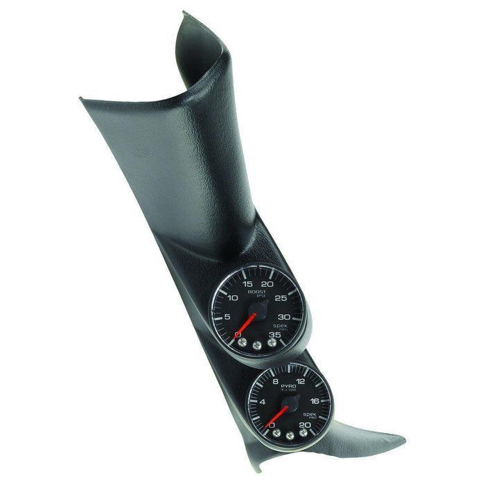 2001-2007 Duramax LB7/LLY/LBZ w/ Speaker Black on Black Pillar Gauge Kit (P72021) - AutoMeter