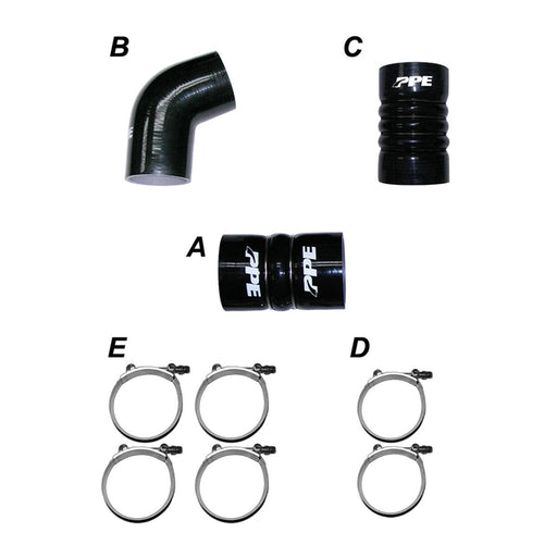 2006-2010 Duramax LLY/LBZ/LMM Silicone Hose Kit with Stainless Steel Clamps (115910610) - Pacific Performance Engineering