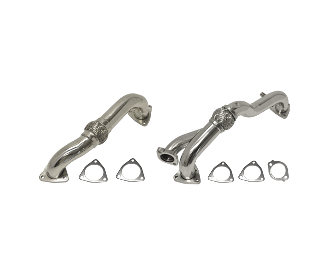 2008-2010 Powerstroke 6.4L Stock Replacement Pipes w/Gaskets & O2 Sensor Bungs Non-Race (FLO-30800) - Mel's Manufacturing