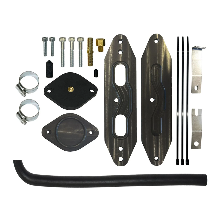 2011-2015 Powerstroke 6.7L Mel's EGR Cooler Delete Kit w/ Coolant Re-Route Hose for Factory Pyro & Pass Through Plate (700009-P)