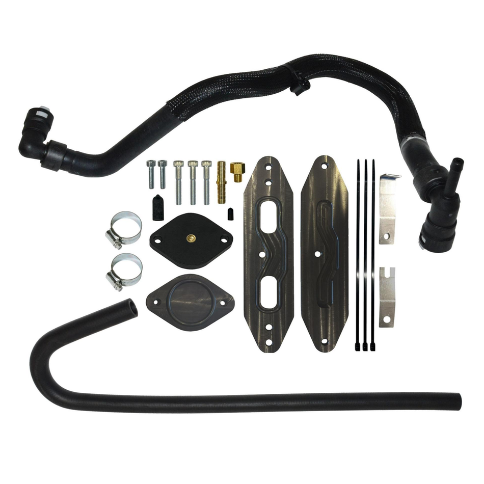 2015.5-2016 Powerstroke 6.7L Mel's EGR Cooler Delete Kit w/ Coolant Re-Route Hoses & Pass Through Plate (700010-P)