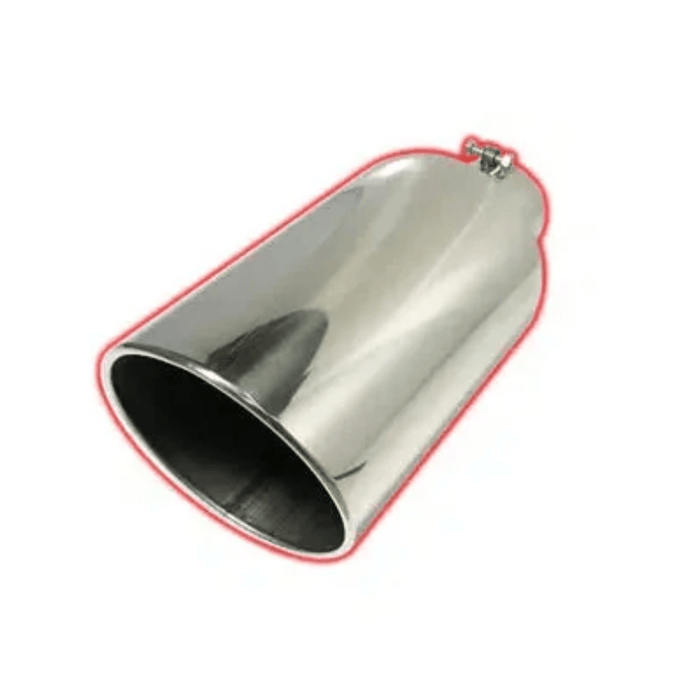Universal Bolt-On Rolled Angle Cut Mel's Polished 304 Stainless Exhaust Tip - Mel's Manufacturing