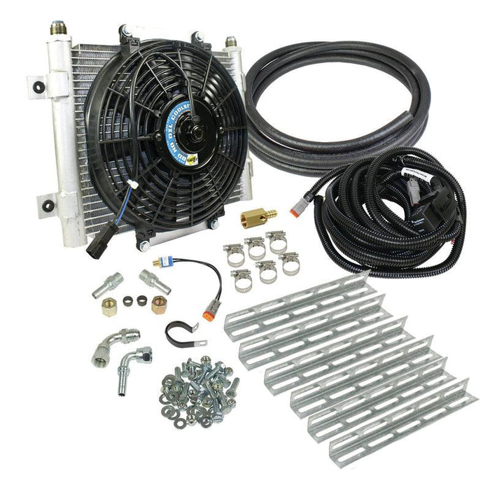 Xtruded Trans Oil Cooler w/ Fan 1/2 inch Cooler Lines (1030606-1/2) - BD Diesel