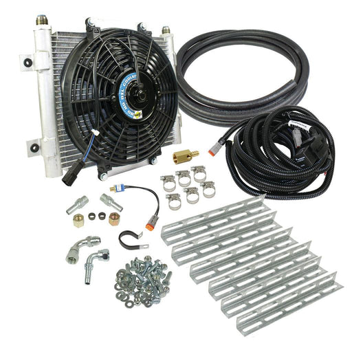 Xtruded Trans Oil Cooler w/ Fan 5/8 inch Cooler Lines (1030606-5/8) - BD Diesel